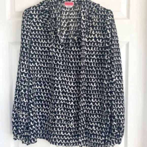 Kate Spade New York Scribble Tie Blouse Sz L NWOT - Picture 1 of 5